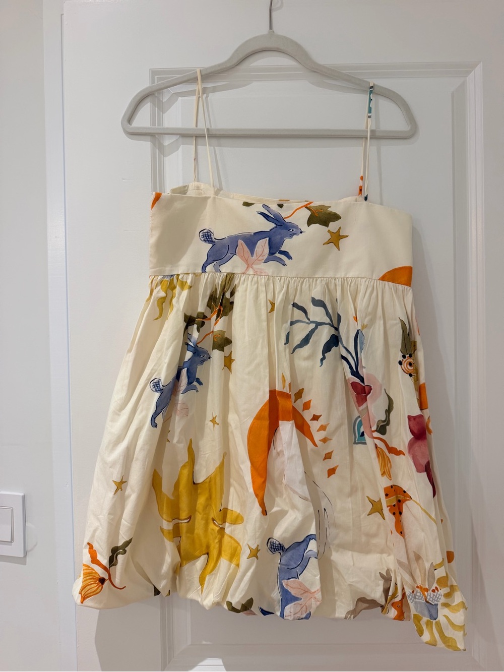 Zara Cream Sundress with Colorful Animal Print